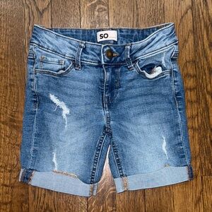 SO Women's Distressed Blue Jean Shorts